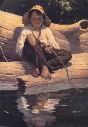 Worth Brehm, Forntispiece illustration for The Adventures of Huckleberry Finn by mark Twain